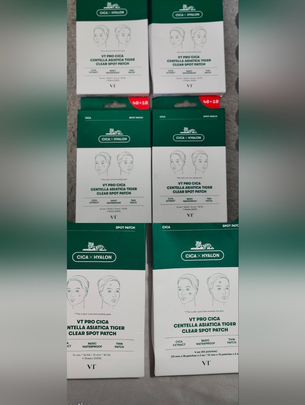 6 packs VT PRO CICA Centella Asiatica Tiger Clear Spot Patch - Green & White